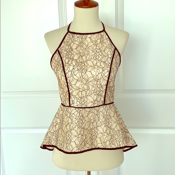 Lace Peplum Tank w/ Open Back - Picture 2 of 6